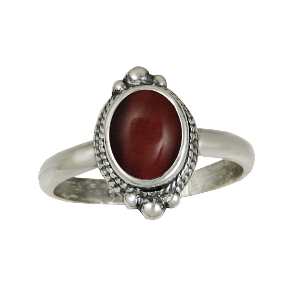 Sterling Silver Ring With Red Tiger Eye Size 7